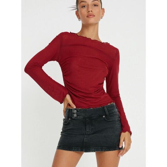 Motel Rocks Armina Long Sleeve Top In Burgundy Size XS - Picture 1 of 6